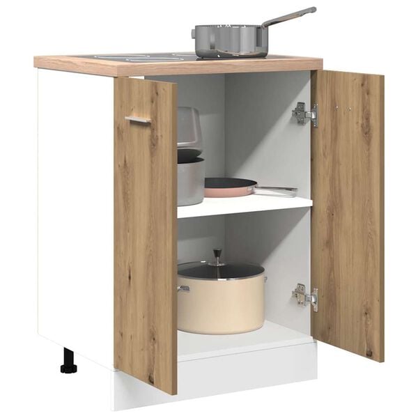 vidaXL &ldquo;Lyon&rdquo; k&eacute;zműves t&ouml;lgy sz&iacute;nű szerelt fa als&oacute;szekr&eacute;ny