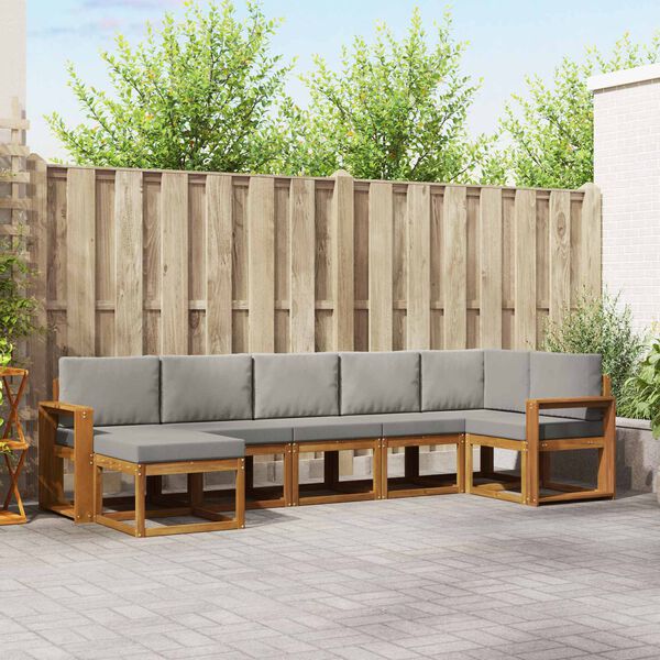 vidaXL K&uuml;lt&eacute;ri kanap&eacute; szett 7 pcs Term&eacute;szetes &eacute;s Vil&aacute;gossz&uuml;rke