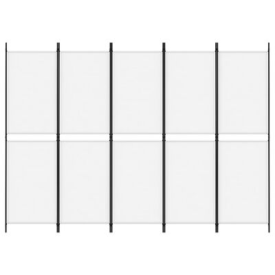 vidaXL fehér 5 paneles paraván 250x180 cm szövet
