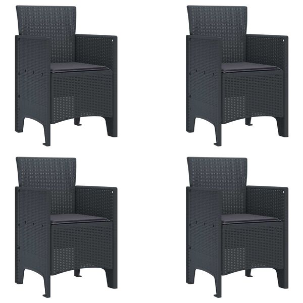 vidaXL Kerti Szék 4 pcs Antracit 53 x 49 x 85 cm PP