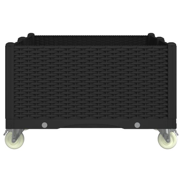 vidaXL fekete polipropilén rácsos kerekes ültetőláda 100 x 80 x 54 cm