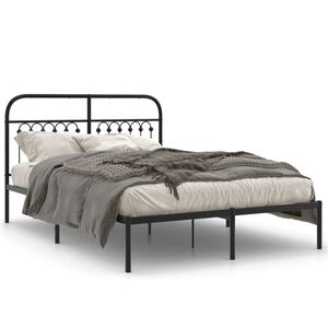 vidaXL fekete f&eacute;m &aacute;gykeret fejt&aacute;ml&aacute;val 140 x 190 cm