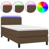vidaXL barna sz&ouml;vet rug&oacute;s &eacute;s LED-es &aacute;gy matraccal 90x190 cm