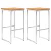 vidaXL 2 db tömör tíkfa és rozsdamentes acél bárszék