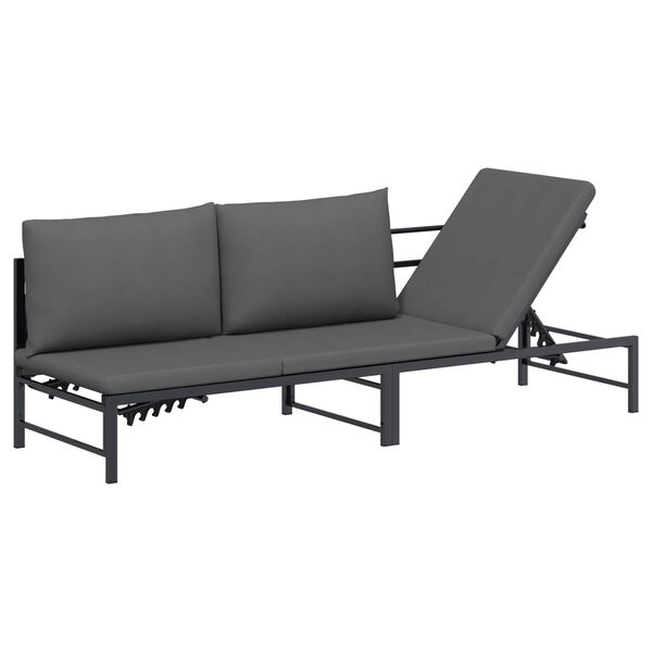 vidaXL 3-Fős Napoz&oacute;&aacute;gy Fekete 200 x 62 x 59 cm Textil&eacute;n