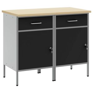 vidaXL Munkaszekr&eacute;ny fi&oacute;kkal 2 db Fekete &eacute;s Sz&uuml;rke 100 x 55 x 85 cm