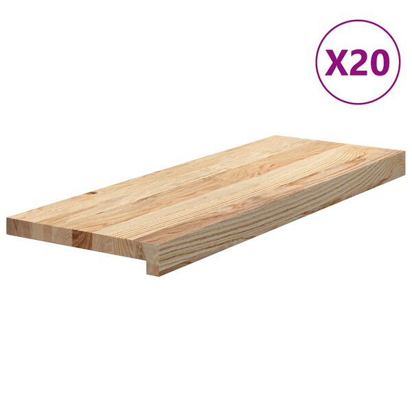 vidaXL 20 db t&ouml;m&ouml;r t&ouml;lgyfa l&eacute;pcsőfokok kezeletlen 70x30x2 cm