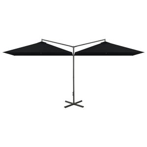 vidaXL fekete dupla napernyő ac&eacute;lr&uacute;ddal 600 x 300 cm