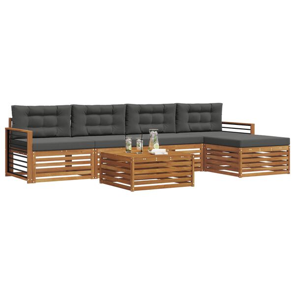 vidaXL K&uuml;lt&eacute;ri kanap&eacute; szett p&aacute;rn&aacute;val 6 pcs Term&eacute;szetes &eacute;s antracit