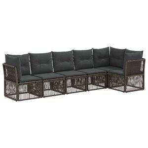 vidaXL Kerti Kanap&eacute; Szett 6 pcs Sz&uuml;rke polirattan