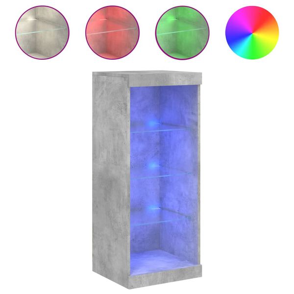 vidaXL betonszürke tálalószekrény LED-világítással 41 x 37 x 100 cm