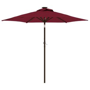 vidaXL bord&oacute;v&ouml;r&ouml;s kerti napernyő LED-del &eacute;s ac&eacute;l r&uacute;ddal 225x225x212 cm