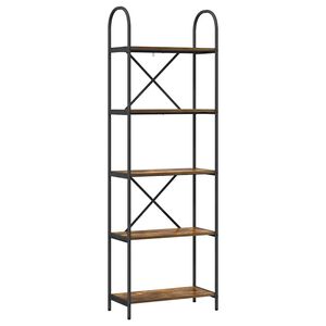 vidaXL K&ouml;nyvespolc 5 szintes 60 x 30 x 183 cm Szerelt fa F&uuml;st&ouml;lt t&ouml;lgy