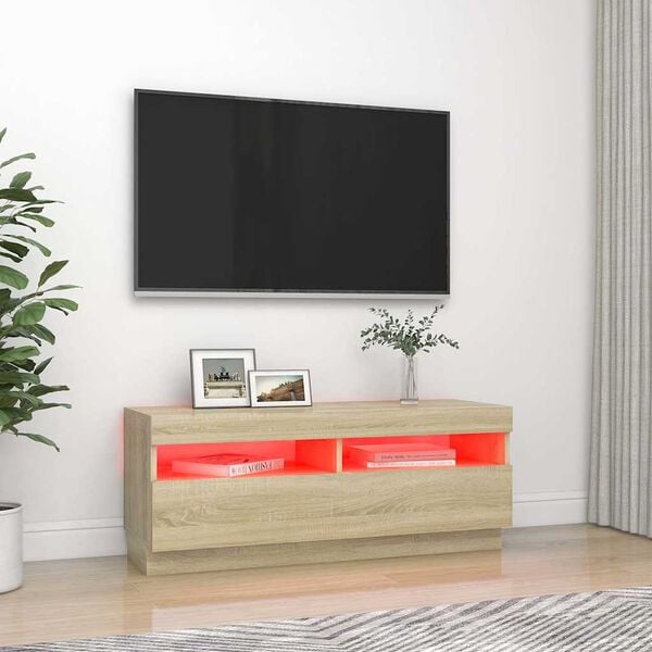 vidaXL sonoma tölgy színű TV-szekrény LED-lámpákkal 100 x 35 x 40 cm