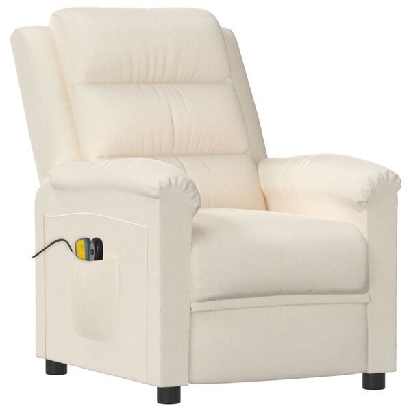 vidaXL krémszínű bársony elektromos masszázsfotel