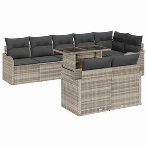 vidaXL H&aacute;l&oacute;szoba szett 9 db Vil&aacute;gossz&uuml;rke Poli rattan