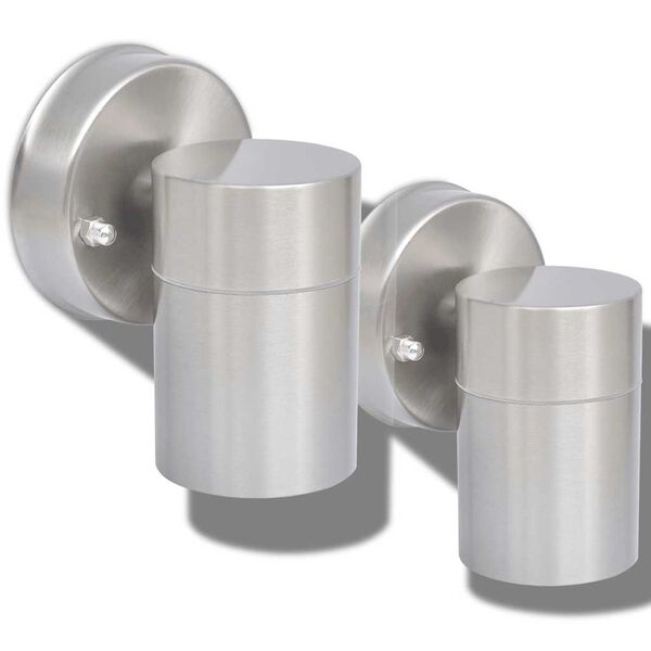 vidaXL 2 db lefel&eacute; vil&aacute;g&iacute;t&oacute;, rozsdamentes ac&eacute;l k&uuml;lt&eacute;ri LED falil&aacute;mpa