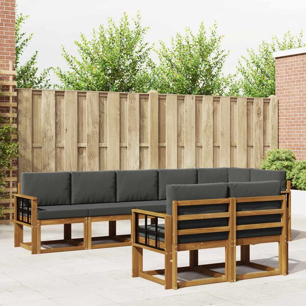 vidaXL K&uuml;lt&eacute;ri kanap&eacute; szett p&aacute;rn&aacute;val 8 pcs Term&eacute;szetes &eacute;s antracit