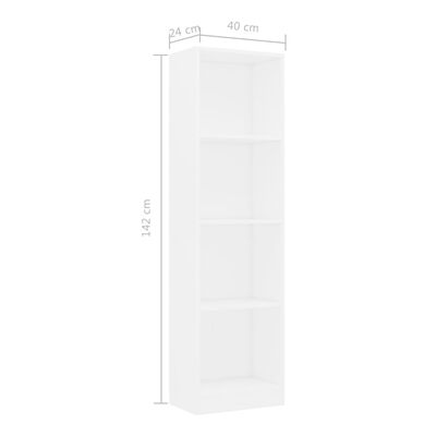 vidaXL 4-szintes fehér forgácslap könyvszekrény 40 x 24 x 142 cm
