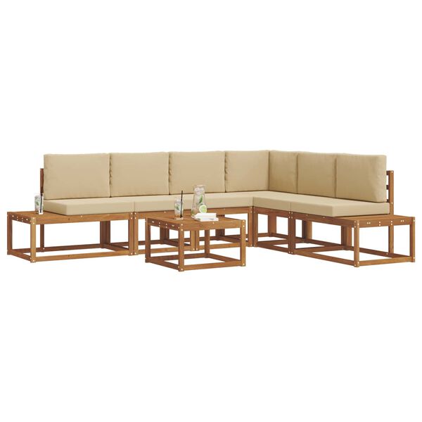 vidaXL K&uuml;lt&eacute;ri kanap&eacute; szett p&aacute;rn&aacute;val 7 Darab Term&eacute;szetes &eacute;s b&eacute;zs