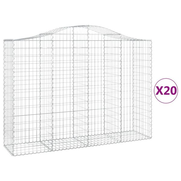 vidaXL 20 db &iacute;ves horganyzott vas gabion kos&aacute;r 200x50x140/160 cm