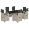 vidaXL 7 r&eacute;szes vil&aacute;gossz&uuml;rke polyrattan kerti &eacute;tkezőszett p&aacute;rn&aacute;val