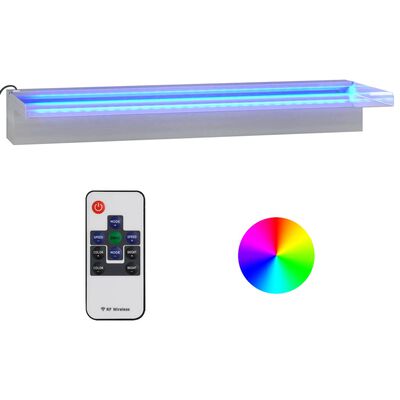 vidaXL rozsdamentes acél vízeséskifolyó RGB LED-ekkel 60 cm