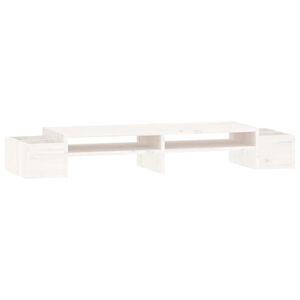 vidaXL feh&eacute;r t&ouml;m&ouml;r fenyőfa monitor&aacute;llv&aacute;ny 100x27,5x15 cm