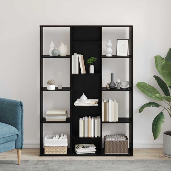 vidaXL Szobaelválasztó polcokkal Musta tammi 100 x 24 x 140 cm Faanyag