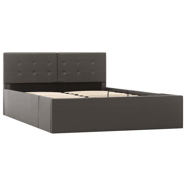 vidaXL sz&uuml;rke műbőr &aacute;gykeret hidraulikus &aacute;gyneműtart&oacute;val 120 x 200 cm