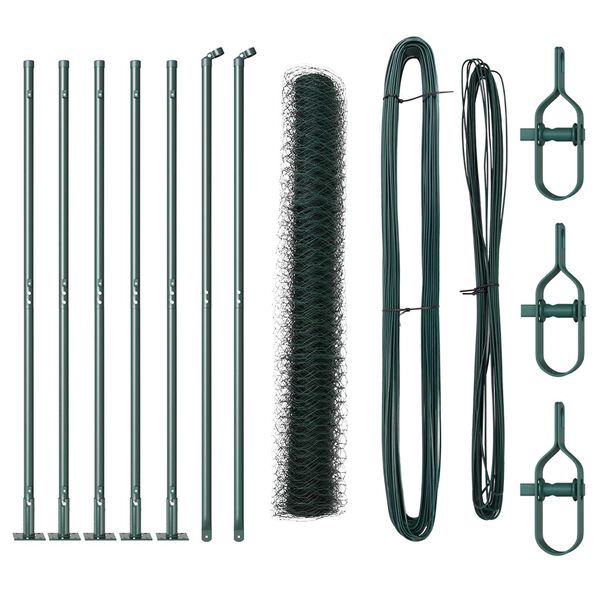 vidaXL Ker&iacute;t&eacute;soszlop Z&ouml;ld 10 x 1,2 m (36 mm r&aacute;cs) Ac&eacute;l &eacute;s PVC