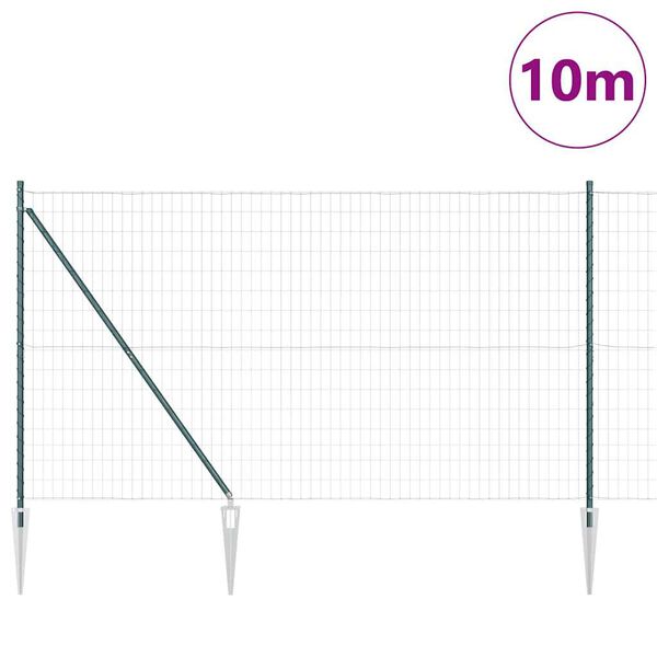 vidaXL Ker&iacute;t&eacute;s oszlopokkal Z&ouml;ld 1,6 x 10 m Ac&eacute;l &eacute;s PVC
