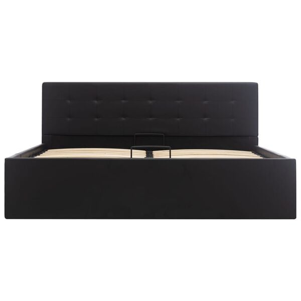 vidaXL fekete műbőr ágykeret hidraulikus tárolóval 160 x 200 cm