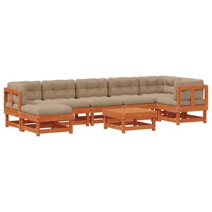 vidaXL Kerti lounge szett 8 db Viaszbarna T&ouml;m&ouml;r Fenyőfa