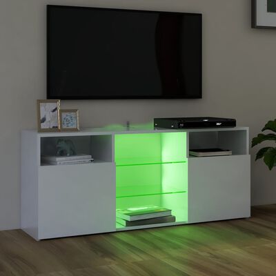 vidaXL magasfényű fehér TV-szekrény LED lámpákkal 120 x 30 x 50 cm