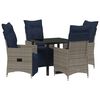 vidaXL Asztal &eacute;s sz&eacute;k szett p&aacute;rn&aacute;val 5 pcs Sz&uuml;rke PE Rattan