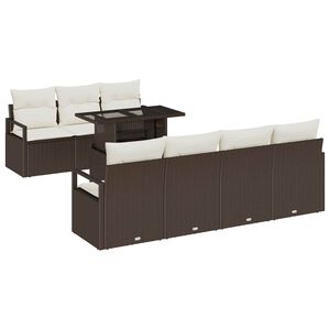 vidaXL Kerti Kanap&eacute; Szett p&aacute;rn&aacute;val t&aacute;rol&oacute;val 8 pcs Barna Poli rattan