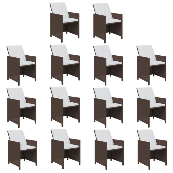 vidaXL 15 r&eacute;szes barna polyrattan kerti &eacute;tkezőgarnit&uacute;ra p&aacute;rn&aacute;kkal