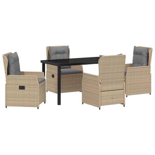 vidaXL Kert &eacute;tkező szett 5 pcs Beige &eacute;s Vil&aacute;gossz&uuml;rke polirattan