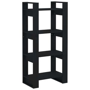 vidaXL fekete t&ouml;m&ouml;r fa k&ouml;nyvszekr&eacute;ny/t&eacute;relv&aacute;laszt&oacute; 60 x 35 x 125 cm