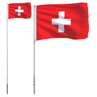 vidaXL svájci alumínium zászló és rúd 5,55 m