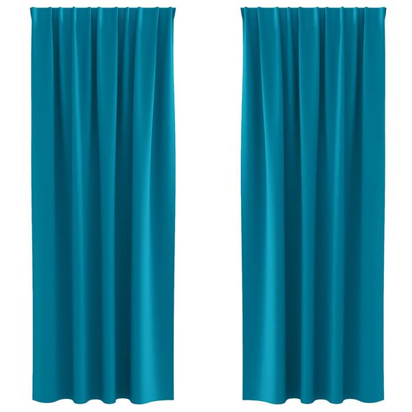 vidaXL Fekete F&uuml;gg&ouml;ny Gyűrűkkel 2 pcs T&uuml;rkiz 245 x 140 cm Poli&eacute;szter