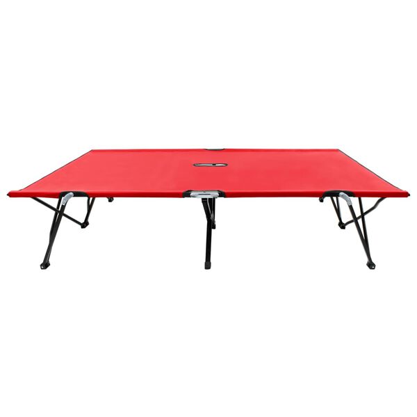 vidaXL kétszemélyes piros összecsukható acél napozóágy