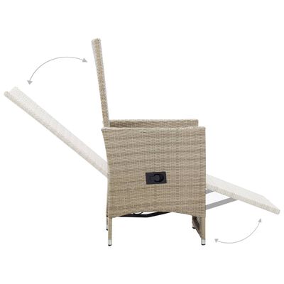 vidaXL 2 db bézs dönthető háttámlás polyrattan kerti szék párnával