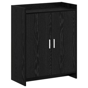 vidaXL Cipőszekr&eacute;ny ajt&oacute;val Fekete T&ouml;lgy 73,5 x 36 x 92 cm Szerelt Fa