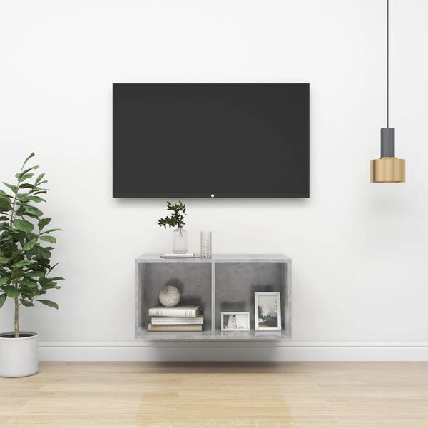 vidaXL betonszürke szerelt fa falra szerelhető TV-szekrény 37x37x72 cm