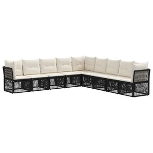 vidaXL Kerti Kanap&eacute; Szett 9 pcs Fekete polirattan