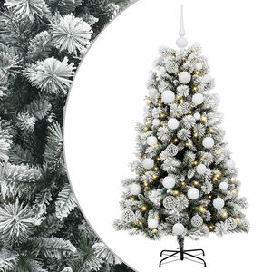 vidaXL Mű zsan&eacute;ros kar&aacute;csonyfa g&ouml;mb&ouml;kkel 150 cm 150 LED Meleg feh&eacute;r