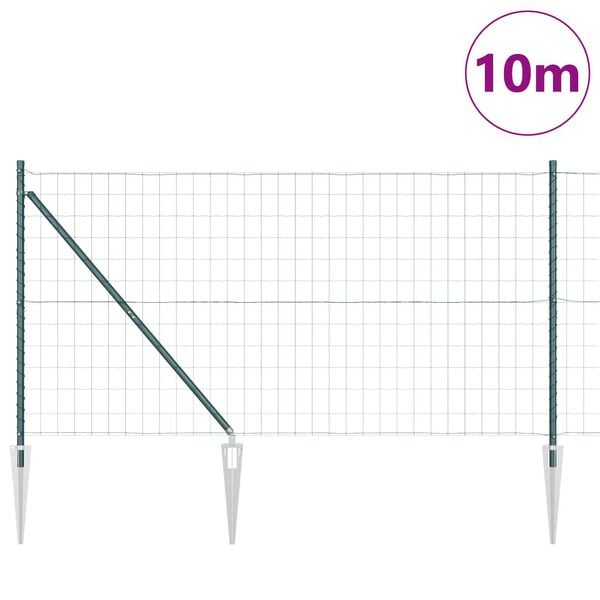 vidaXL Ker&iacute;t&eacute;s oszlopokkal Z&ouml;ld 1,2 x 10 m Ac&eacute;l &eacute;s PVC