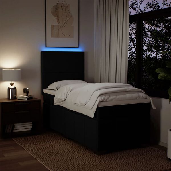 vidaXL fekete sz&ouml;vet rug&oacute;s &aacute;gy matraccal 100 x 200 cm